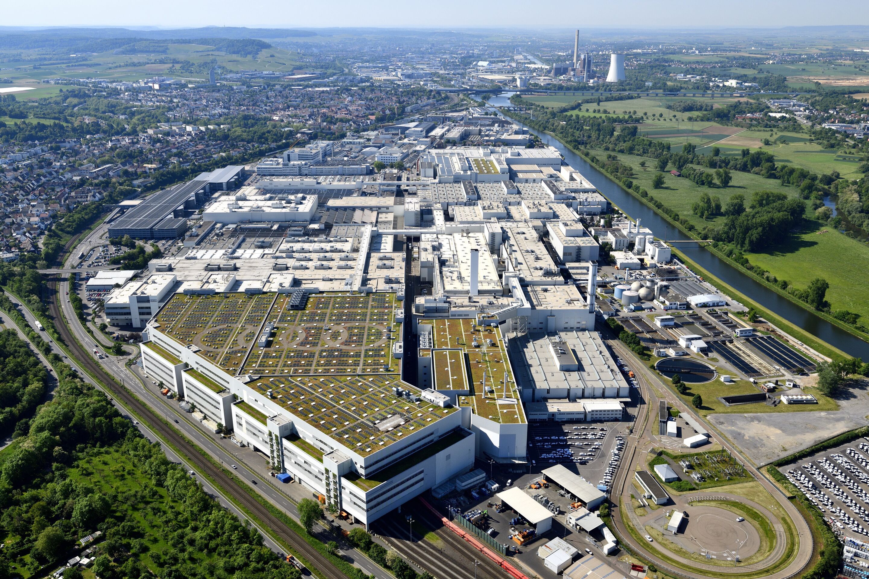 Audi site Neckarsulm - Aerial view of the Audi site in Neckarsulm