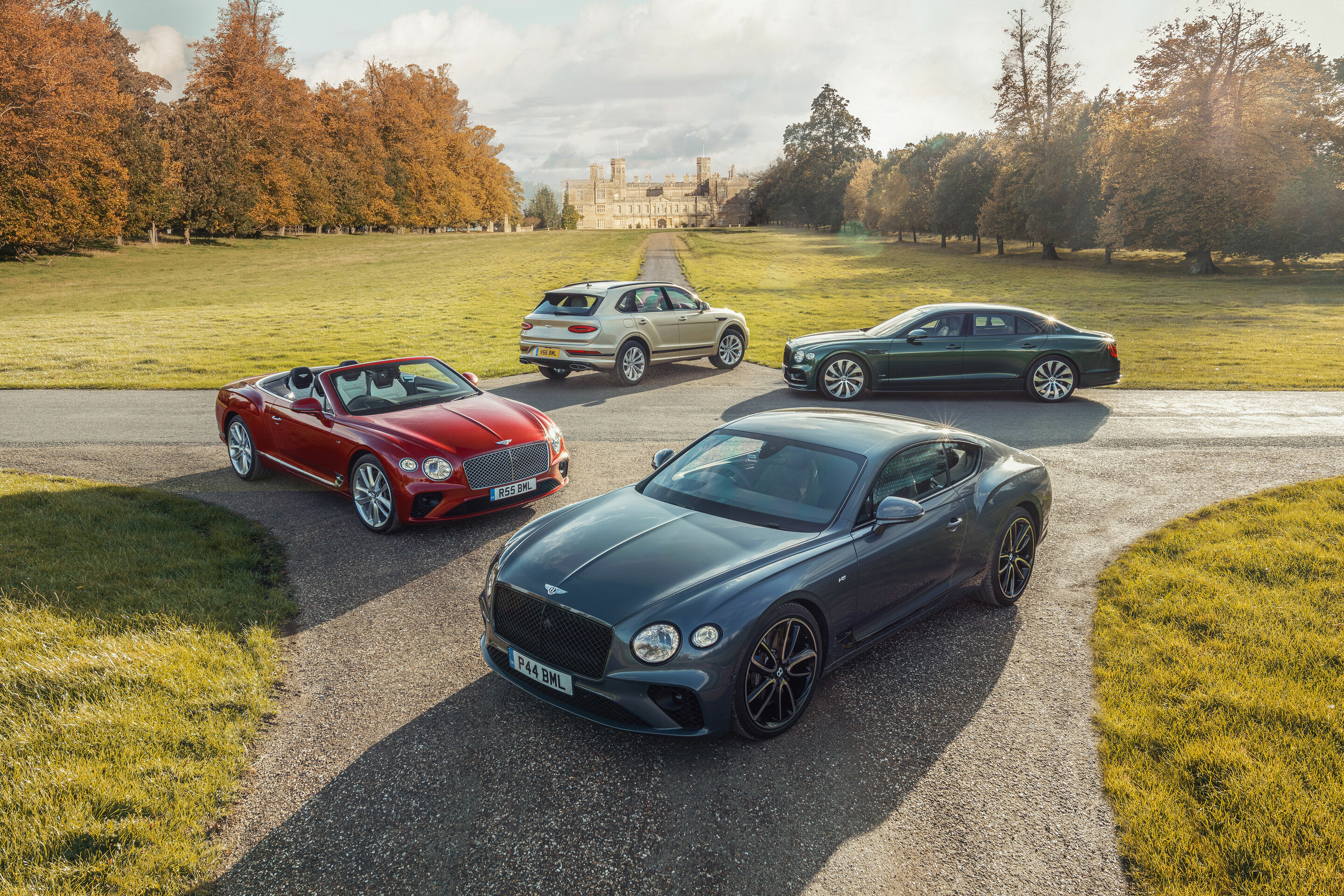 Bentley Motors Ltd. - From left to right: Bentley Continental GT Convertible, Bentley Continental GT, Bentley Bentayga, Bentley Flying Spur