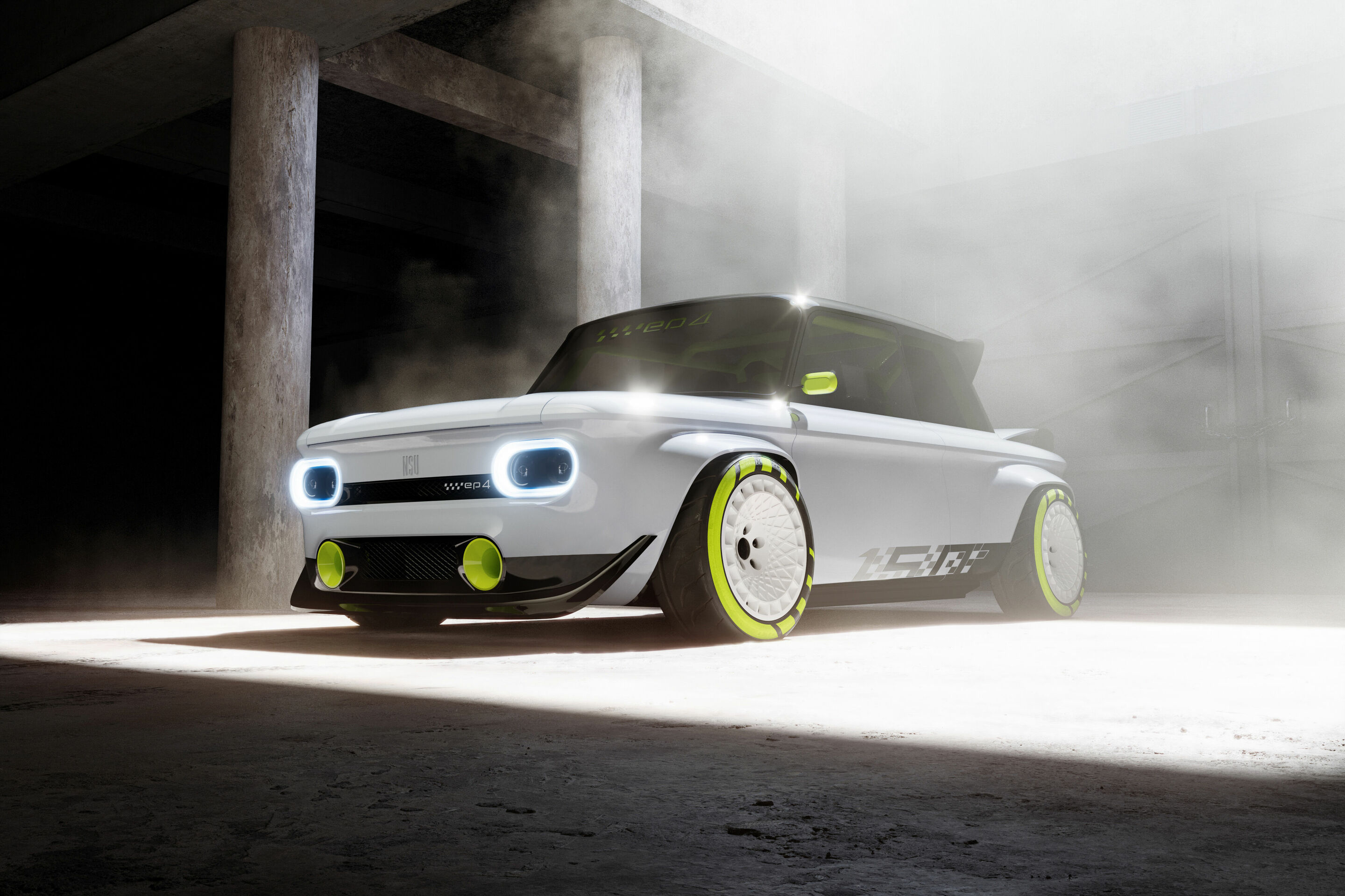 Trainee project at Audi Neckarsulm - To mark the 150th anniversary of the NSU brand, apprentices from Audi Neckarsulm unveil an NSU Prinz they have converted into an electric car.