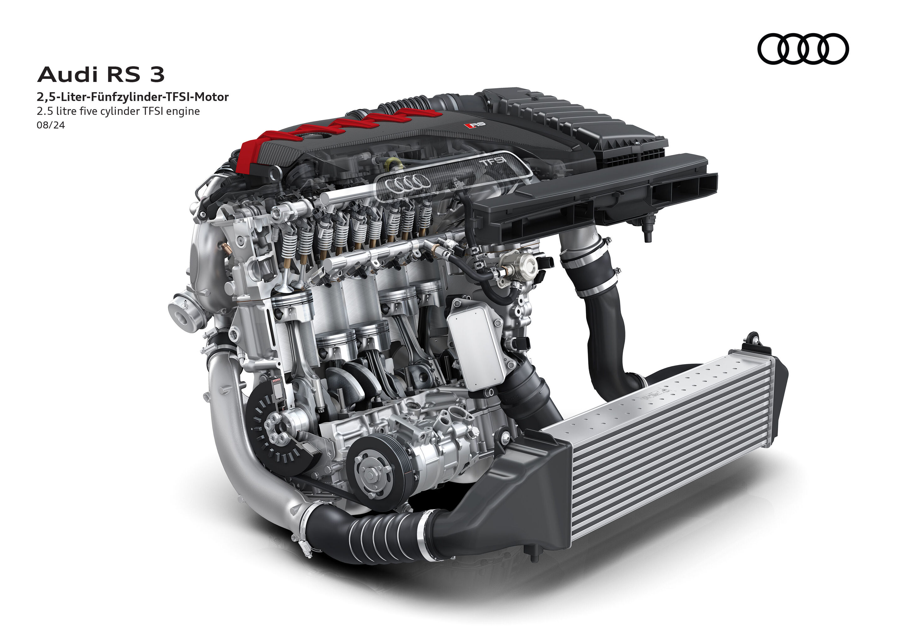 Illustration - Audi RS 3 - 50 years of five-cylinder engines at Audi: unmistakable sound, thrilling performance, and numerous motorsport successes