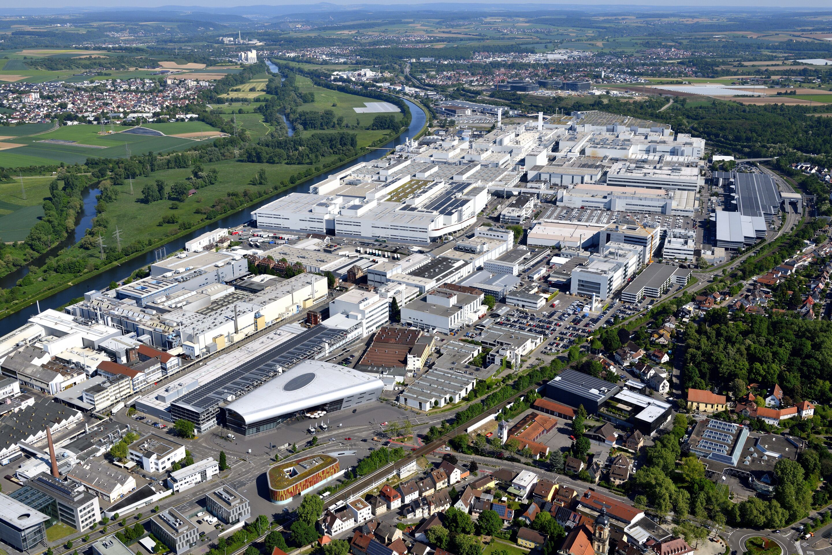 Audi site in Neckarsulm - Aerial view of the Audi site in Neckarsulm